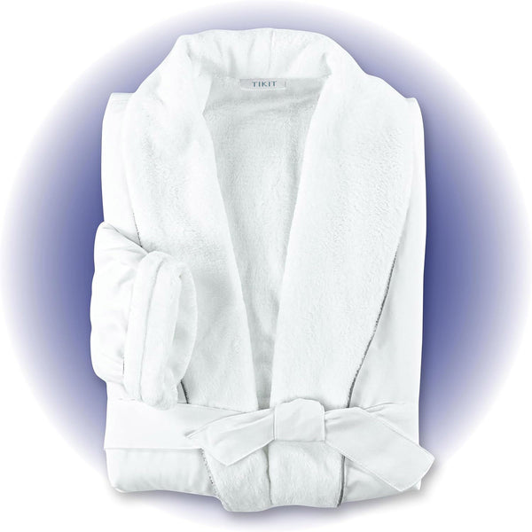 TIKIT Luxury Hotel & Resort Quality Microfiber Bathrobe W/Coral Fleece Lining & Side Pockets Size S/M, L/XL, XXL/3Xl, 4XL