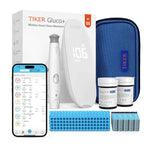 TIKER Gluco+ Wireless Smart Blood Glucose Monitor Kit with Free App, 100 Glucometer Strips, 100 Lancets, 1 Blood Sugar Monitor, 1 Lancing Device, Portable Diabetes Testing Kit for Home Use