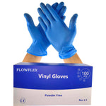 FLOWFLEX Disposable Protective Vinyl Gloves Powder Free Box of 100 Blue B2B