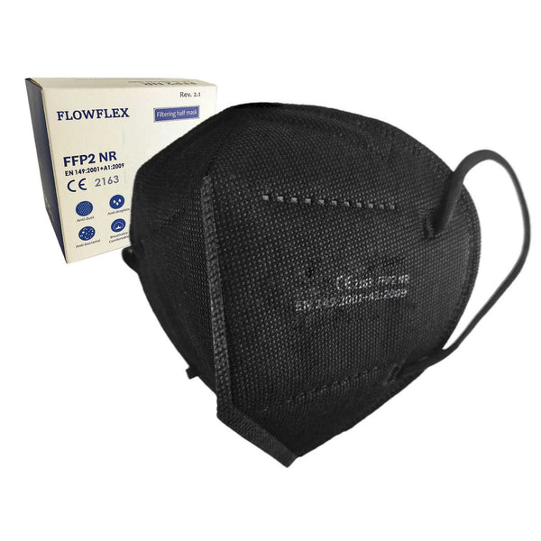 FLOWFLEX 25pcs 5-Layer FFP2 Respirator Safety Protective Mask Black B2B