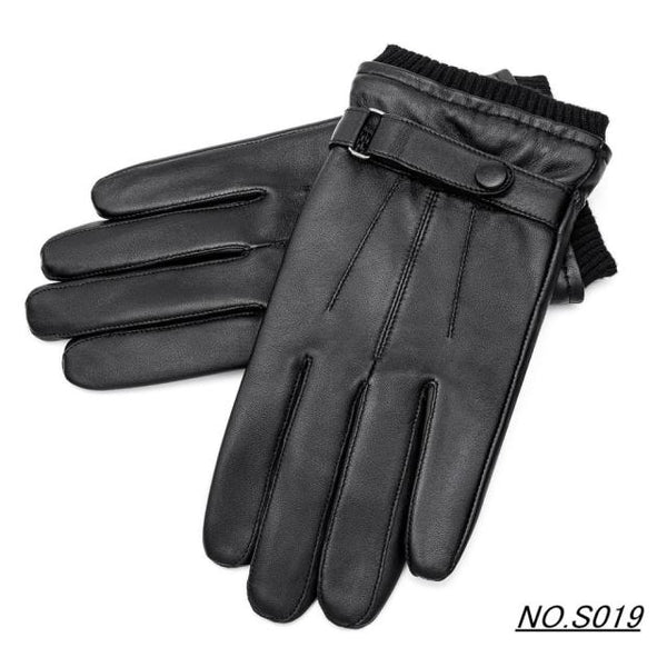 BISON DENIM Men's Genuine Leather Gloves Touch Screen Gloves for Men Winter Warm Mittens Full Finger handschuhe Plus Velvet S019